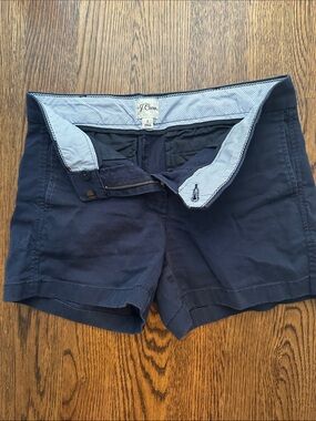 J. Crew Women's Navy High Waist Cotton Blend Shorts